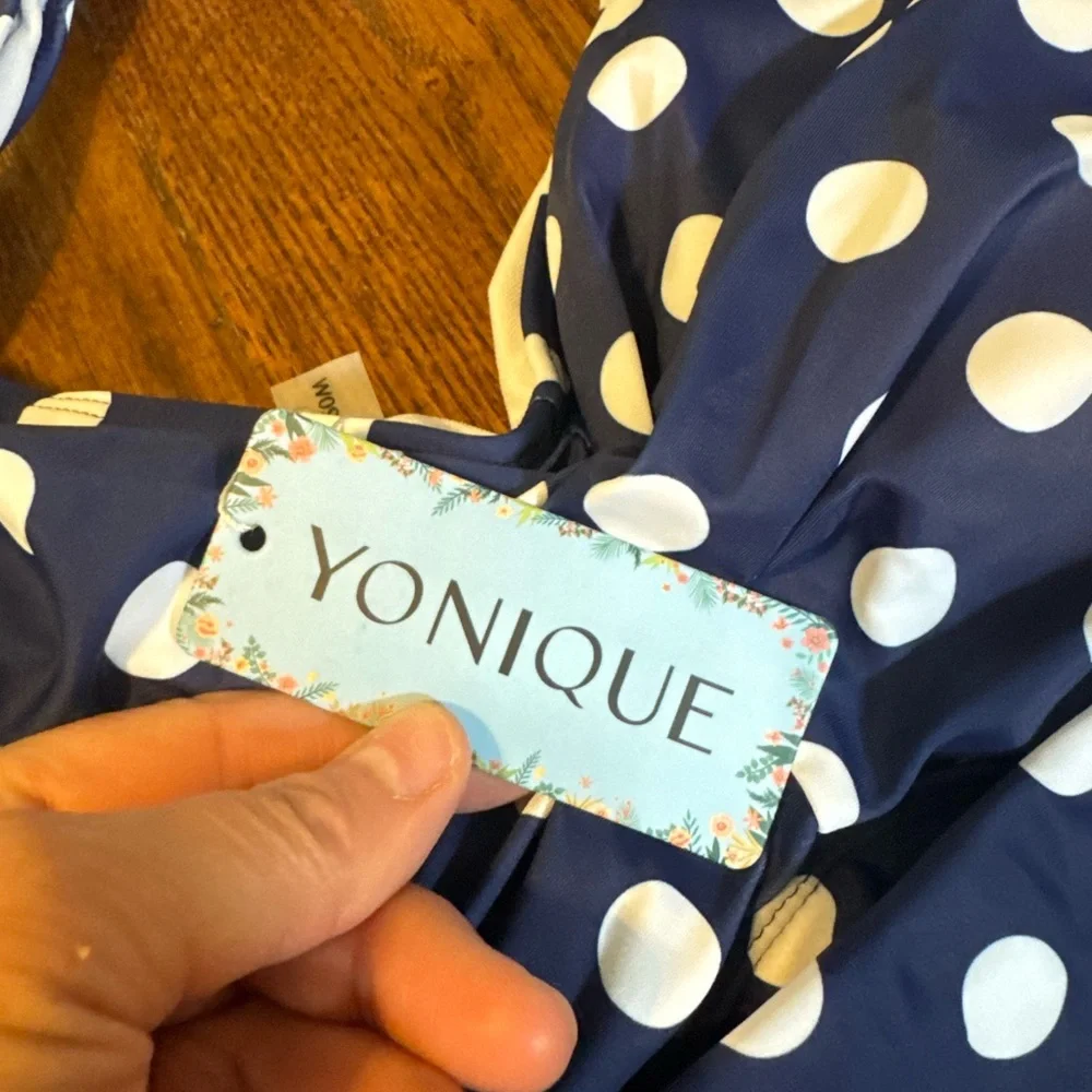 Younique Navy and White Polka Dot One-Piece Swimsuit
